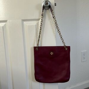 Tory Burch oxblood shoulder chain bag